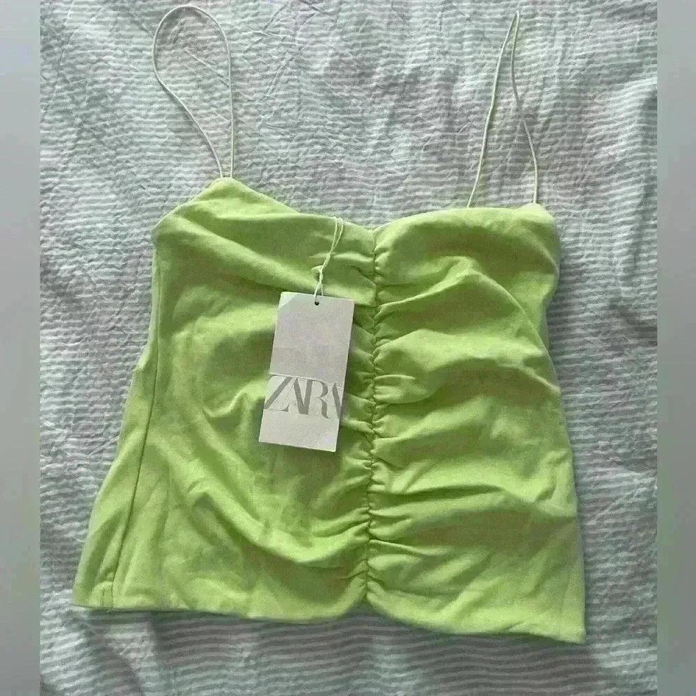 Green/ yellow Zara strappy top size large! New with tags